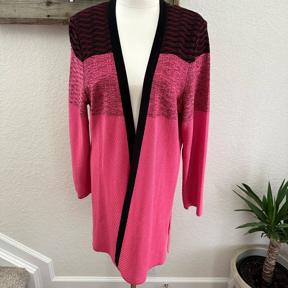 Exclusively Misook pink open front cardigan sweater ladies size XL